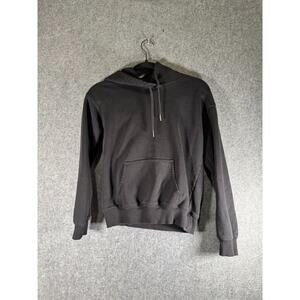 GU Japan Hoodie Women Small Black Pullover Minimalist Staple Sweater
